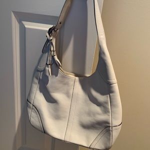 Coach hobo white leather purse